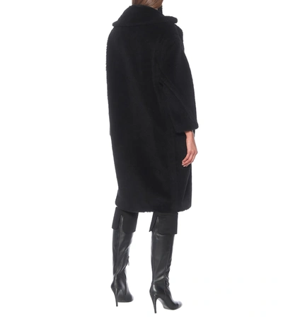 Max Mara Hooded Coat With Belt In Black Wool In Black