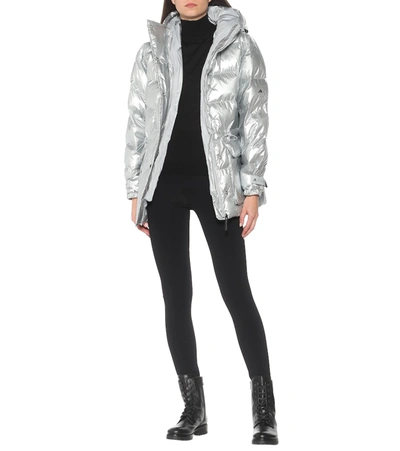 Shop Adidas By Stella Mccartney Hooded Metallic Puffer Coat In Silver