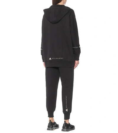 Shop Adidas By Stella Mccartney Logo Cotton-blend Jersey Hoodie In Black