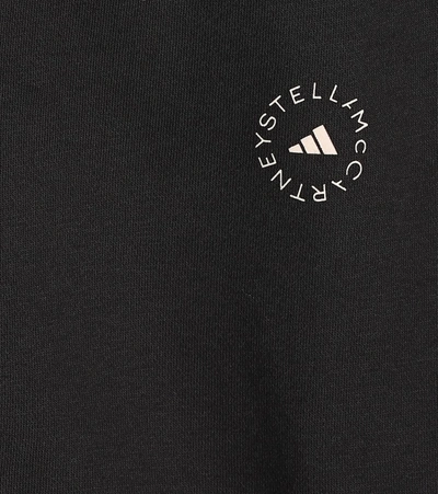 Shop Adidas By Stella Mccartney Logo Cotton-blend Jersey Hoodie In Black