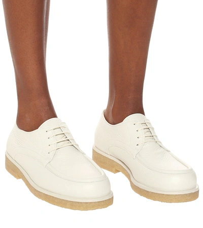 Shop The Row Honore Leather Derby Shoes In White