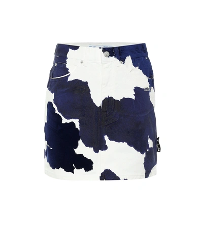 Shop Off-white Printed Denim Miniskirt In Blue