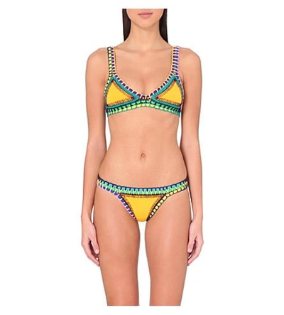 Shop Kiini Ro Bikini Top In Bright Yellow Multi