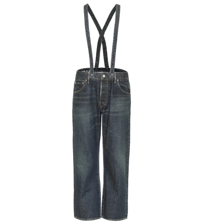Shop Visvim Mid-rise Straight Suspender Jeans In Blue
