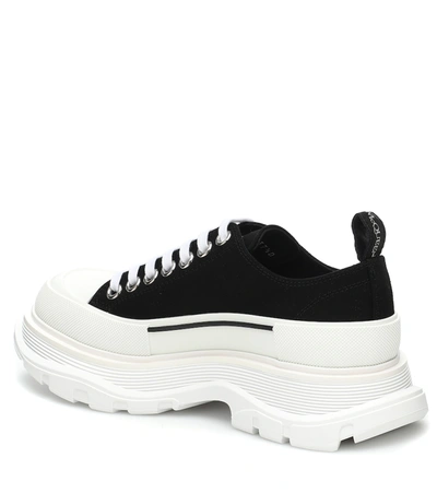 Shop Alexander Mcqueen Tread Slick Canvas Platform Sneakers In Black