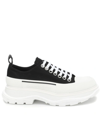 Shop Alexander Mcqueen Tread Slick Canvas Platform Sneakers In Black