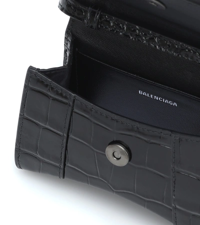 Shop Balenciaga Hourglass Mini Leather Crossbody Bag In Black