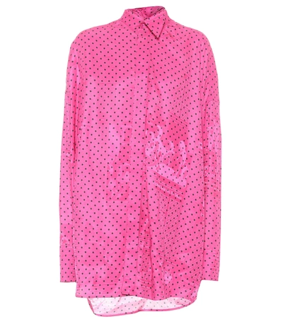 Shop Balenciaga Tuxedo Scarf Polka-dot Shirt In Pink