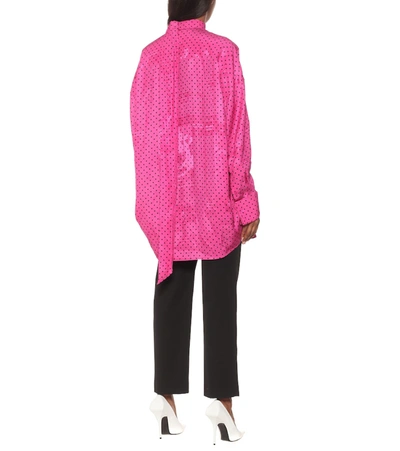 Shop Balenciaga Tuxedo Scarf Polka-dot Shirt In Pink