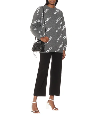 Shop Balenciaga Wool-blend Jacquard Sweater In Grey