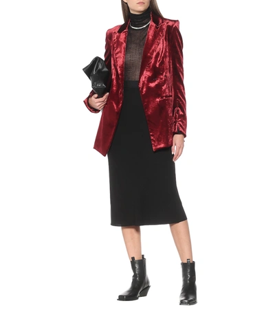 Shop Ann Demeulemeester Stretch-cotton Velvet Blazer In Red