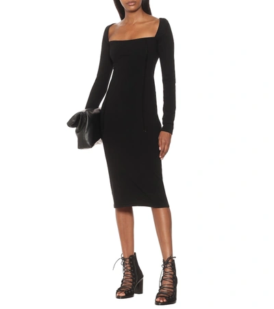 Shop Ann Demeulemeester Wool-blend Midi Dress In Black
