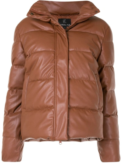 Shop Unreal Fur Padded Puffer Jacket In Brown