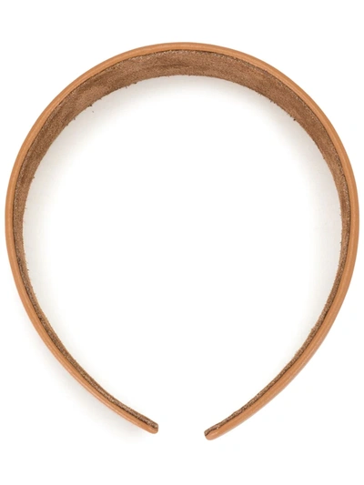 Shop Jennifer Behr Cruz Leather Hairband In Brown