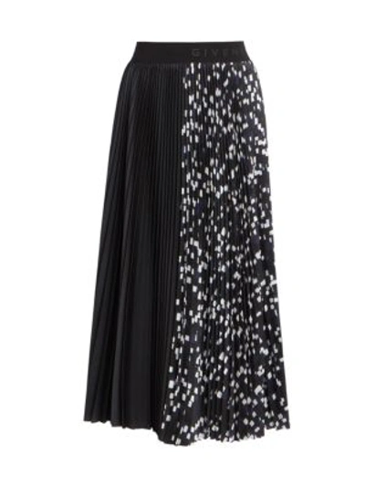 Shop Givenchy Women's Two-tone Pleated Midi Skirt In Black White Navy