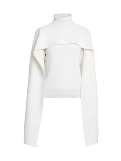 Shop Givenchy Wool-blend Turtleneck Cape Sweater In White