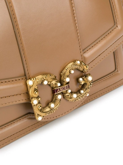 Shop Dolce & Gabbana Dg Amore Leather Crossbody Bag In Beige