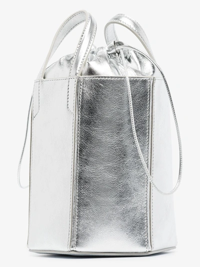 Shop Off-white Leather Bucket Bag In Silver