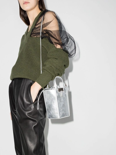 Shop Off-white Leather Bucket Bag In Silver