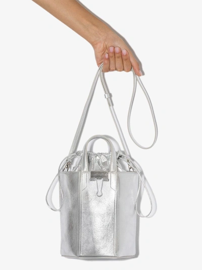 Shop Off-white Leather Bucket Bag In Silver
