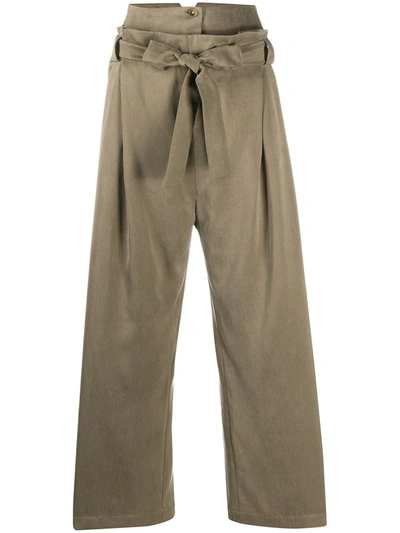 Shop Alysi Cotton Trousers In Brown
