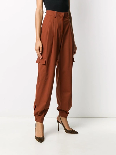 Shop Msgm Wool Trousers In Brown