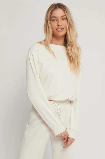 Shop Na-kd Reborn Organic Cropped Drawstring Sweatshirt Offwhite