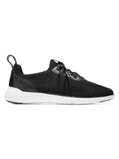 Shop Cole Haan Women's Zerogrand Global Knit Leather Sneakers In Black Optic White