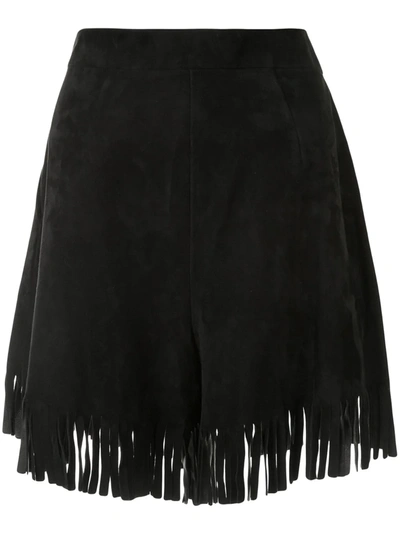 Pre-owned Dior  Suede Fringed Mini Skirt In Black