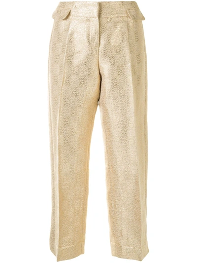 Pre-owned Dior  Metallic Threading Cropped Trousers In Gold