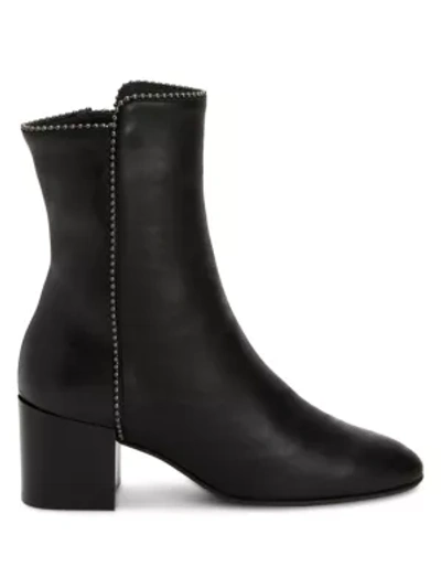 Shop Aquatalia Women's Faustina Bead-trim Leather Ankle Boots In Black