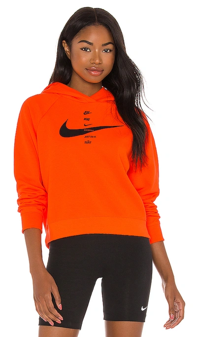 Shop Nike Nsw Swoosh Fleece Hoodie In Total Orange & Black
