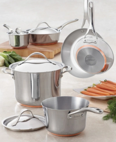 Shop Anolon Nouvelle Copper Stainless Steel Cookware Set, 10 Piece