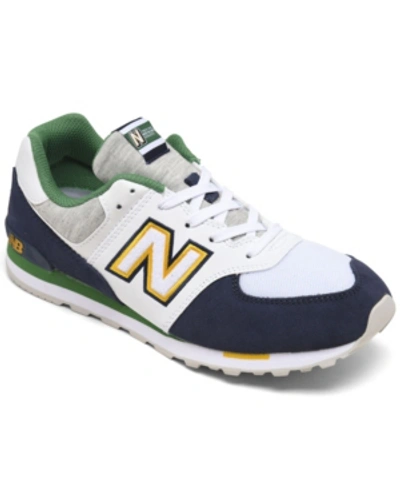 Shop New Balance Big Boys 574 Varsity Sport Casual Sneakers From Finish Line In White, Navy