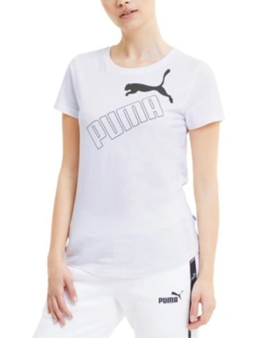 Shop Puma Women's Amplified Logo T-shirt In  White