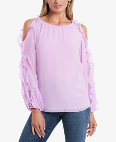 Shop 1.state Ruffled Cold-shoulder Top In Pink Iris