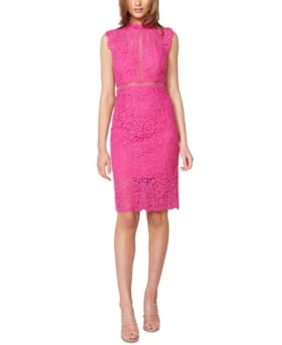 Shop Bardot Illusion Lace Dress In Magenta Pink