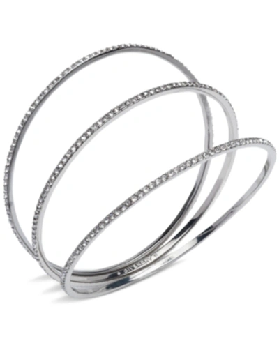 Shop Givenchy 3-pc. Set Crystal Stack Bangle Bracelets In Silver