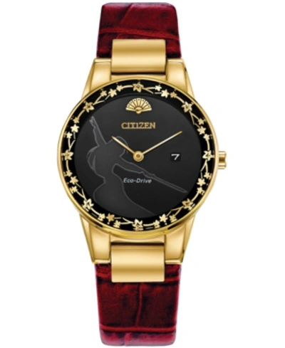 Shop Citizen Eco-drive Women's Mulan Red Leather Strap Watch 30mm