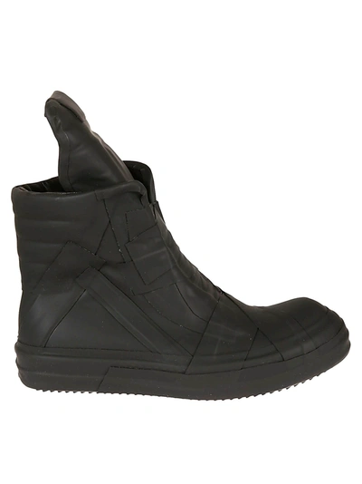 Shop Rick Owens Geobasket Patched Effect Boots In Black