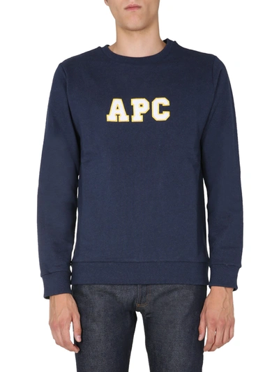 Shop Apc Crew Neck Sweatshirt In Blu