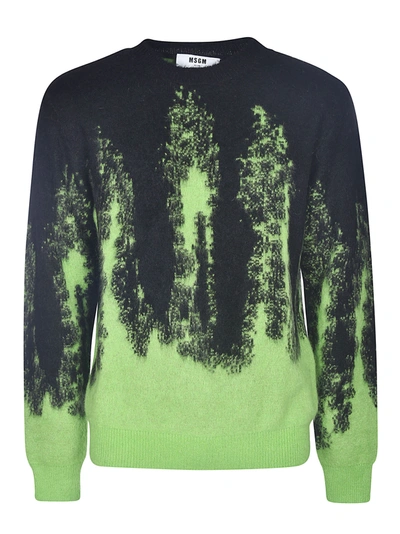 Shop Msgm Ribbed Sweater In Verde