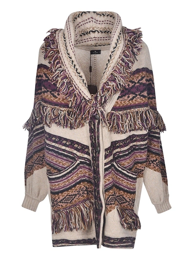 Shop Etro Fringe Patterned Coat