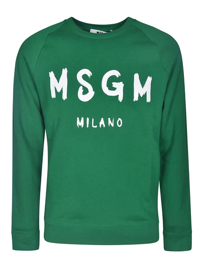 Shop Msgm Milano Logo Sweatshirt In Verde