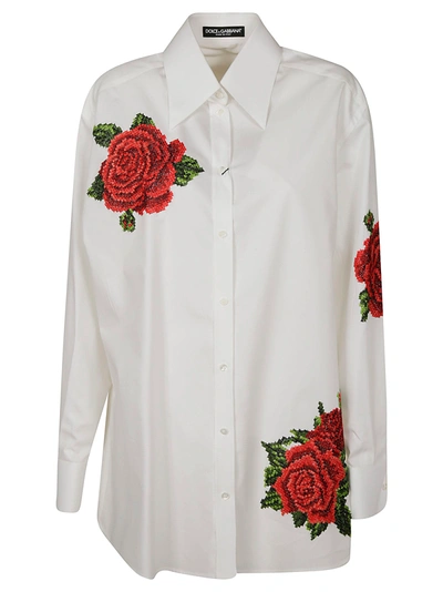 Shop Dolce & Gabbana Floral Shirt In White