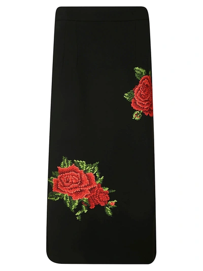 Shop Dolce & Gabbana Flower Detail Skirt In Black