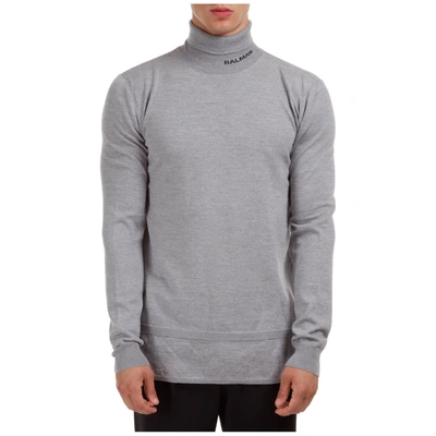 Shop Balmain Canyon Roll Neck Jumper In Grigio