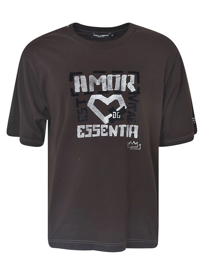 Shop Dolce & Gabbana Amor T-shirt In Brown