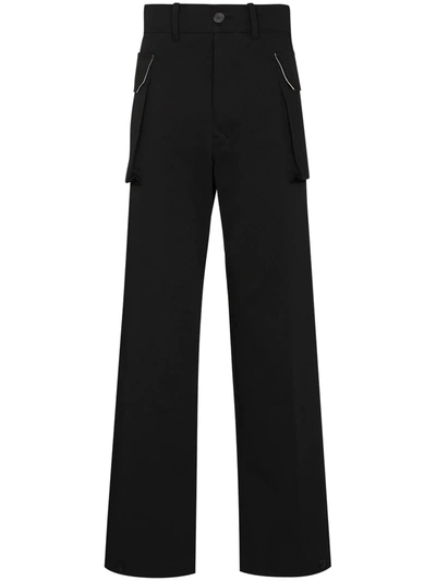 Shop Uniforme Wide-leg Cargo Trousers In Black
