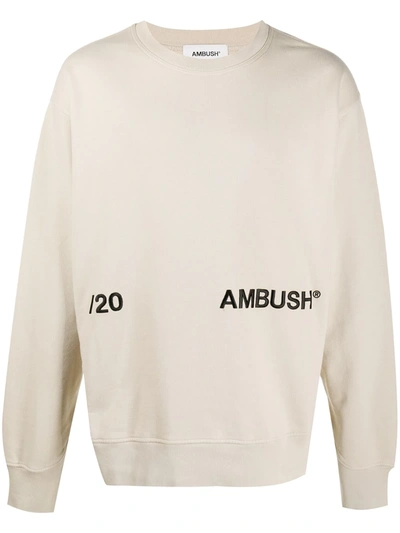 Shop Ambush Embroidered-logo Sweatshirt In Neutrals